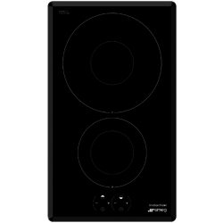 Smeg SI3321B 30cm 2 Zone Angled Edge Glass Induction Hob with Touch Control in Black Glass